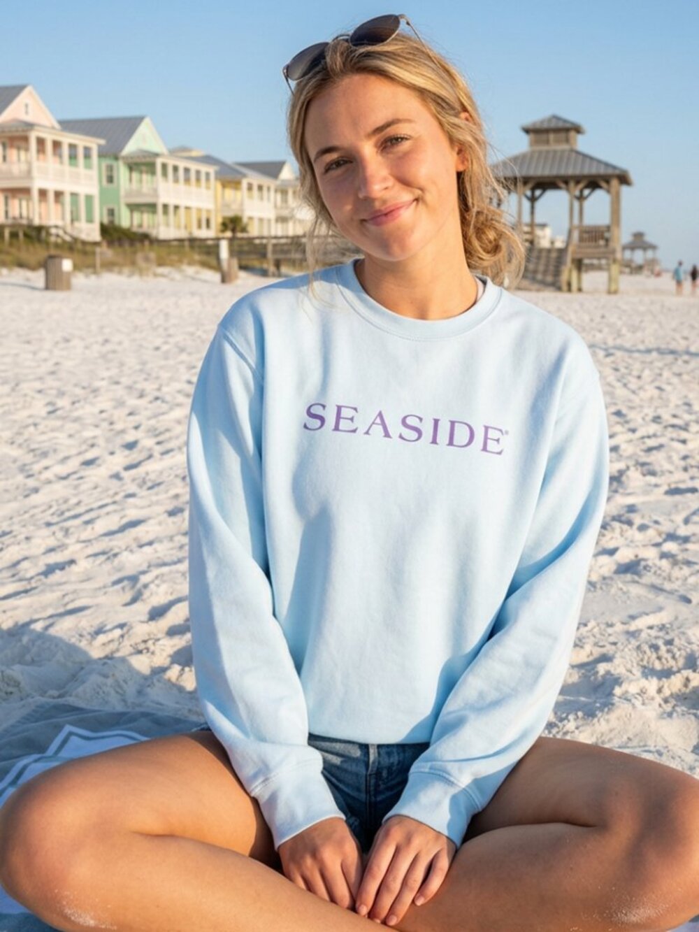 Seaside Florida LARGE Unisex Garment Dyed Comfort Colors® Sweatshirt CHAMBRAY